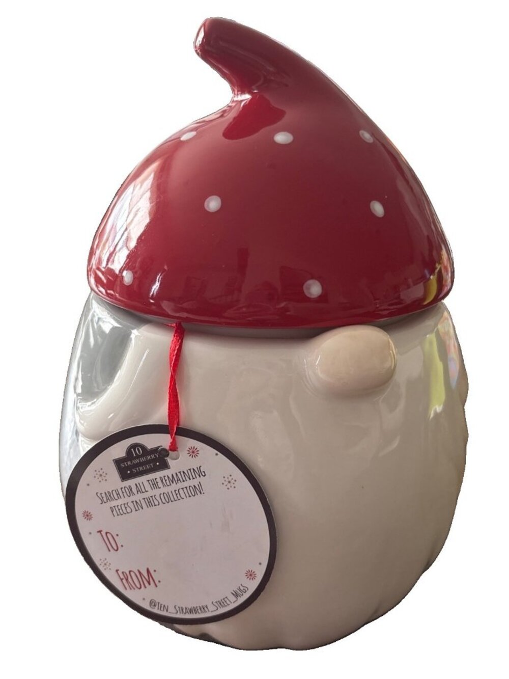 NWT! COOKIE JAR/Treat Canister CERAMIC Whimsical 9”STRAWBERRY ST.